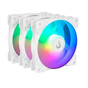 KIT 3 FANS BRANCO CONTROLAVEL K05ARGB LED ARGB 120MM BLUECASE - BOX / CONECTOR 5V PLACA-MAE / SATA